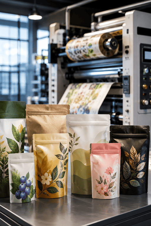 Colourful premium laminated pouches — custom printed flexible packaging