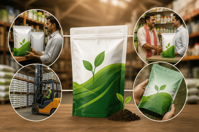 Flat bottom stand-up pouch with zipper used for fertilizer and seed packaging